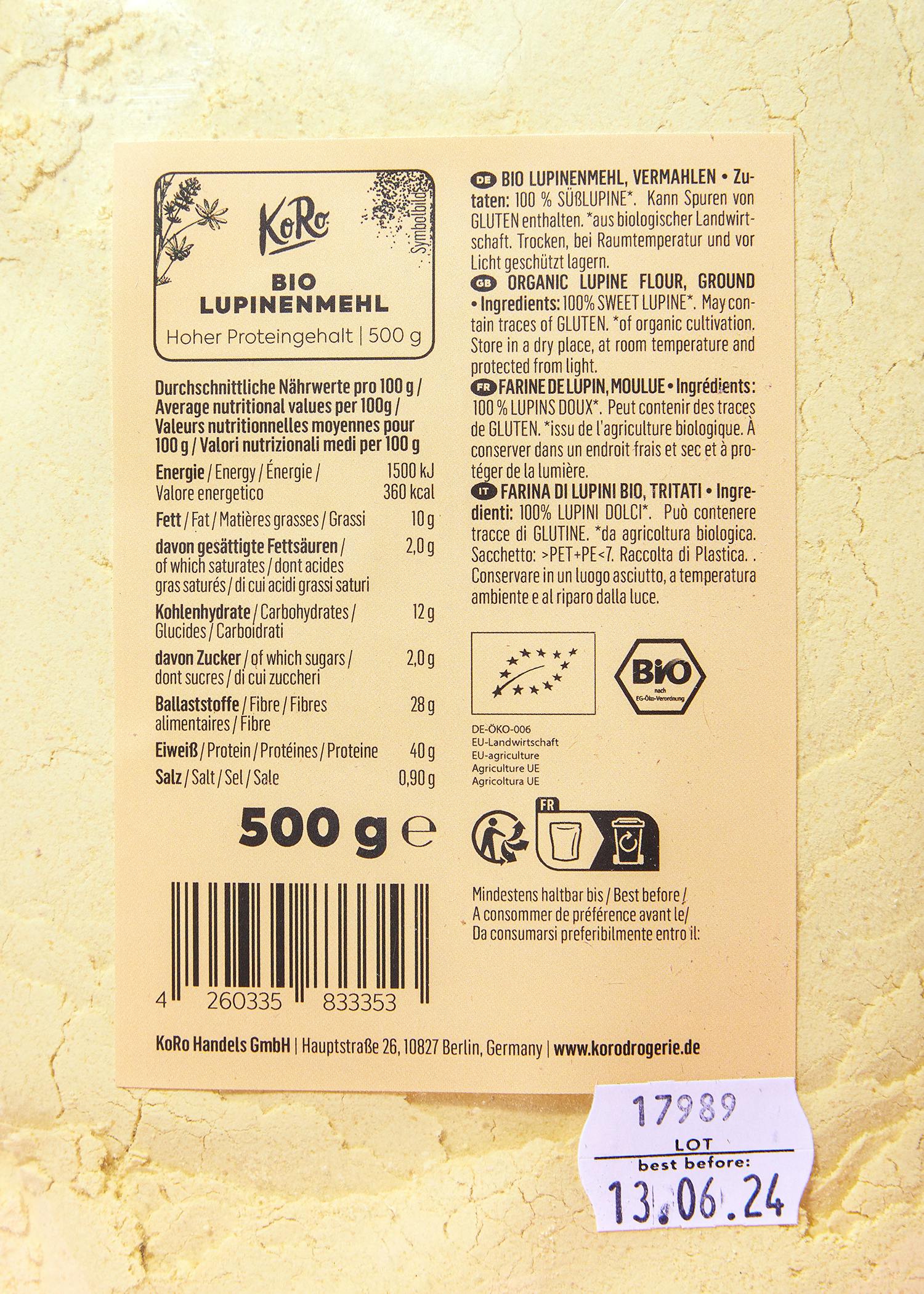Bio Lupinenmehl 500 g