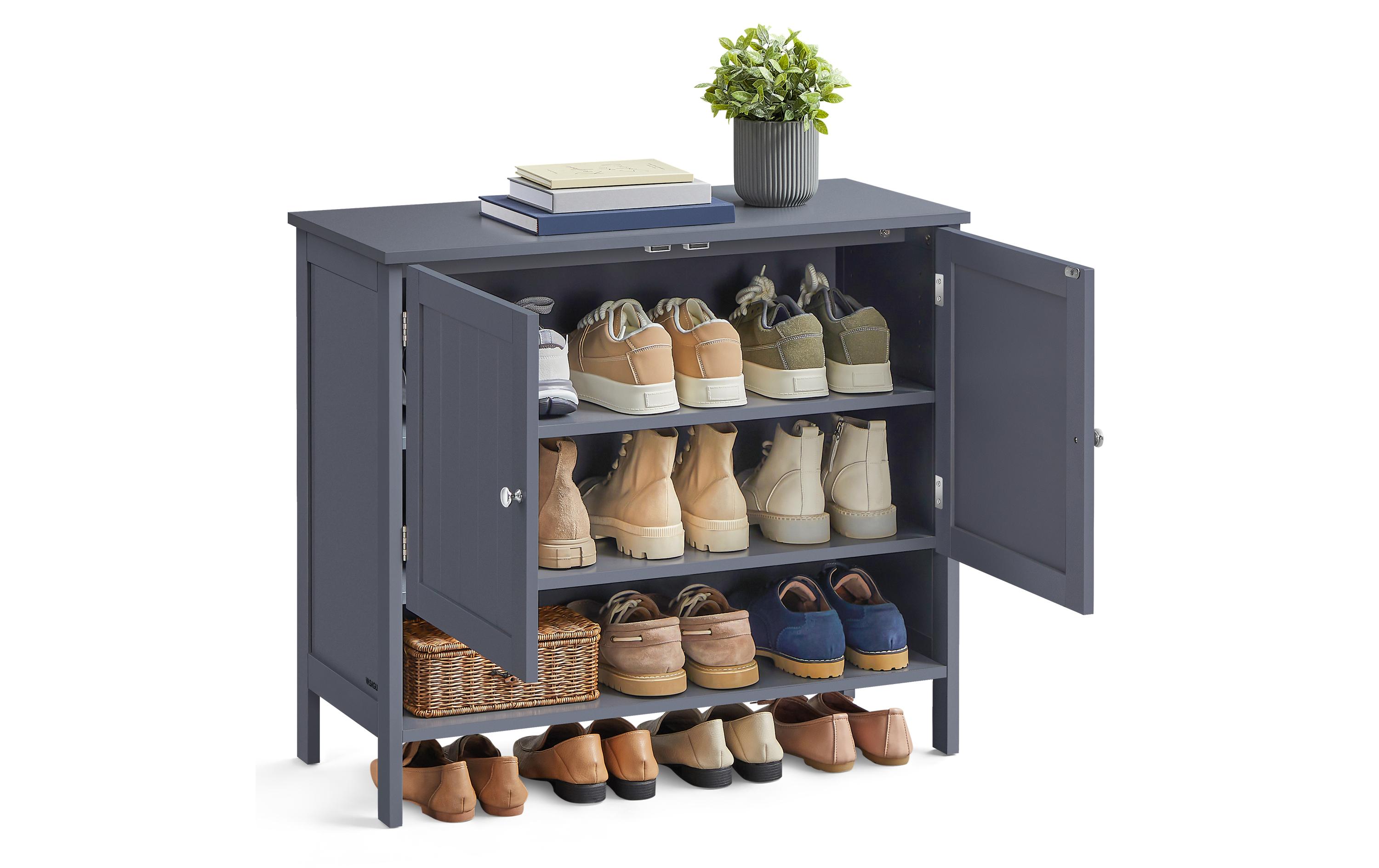 Schuhschrank Landhausstil 80 x 70 cm, Grau<br>Schuh-Organizer