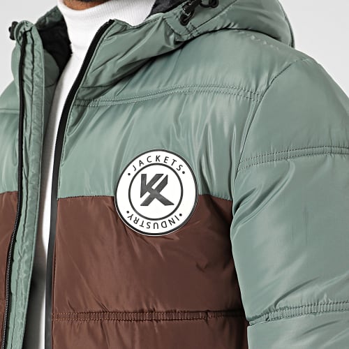 Doudoune Capuche Marron Vert