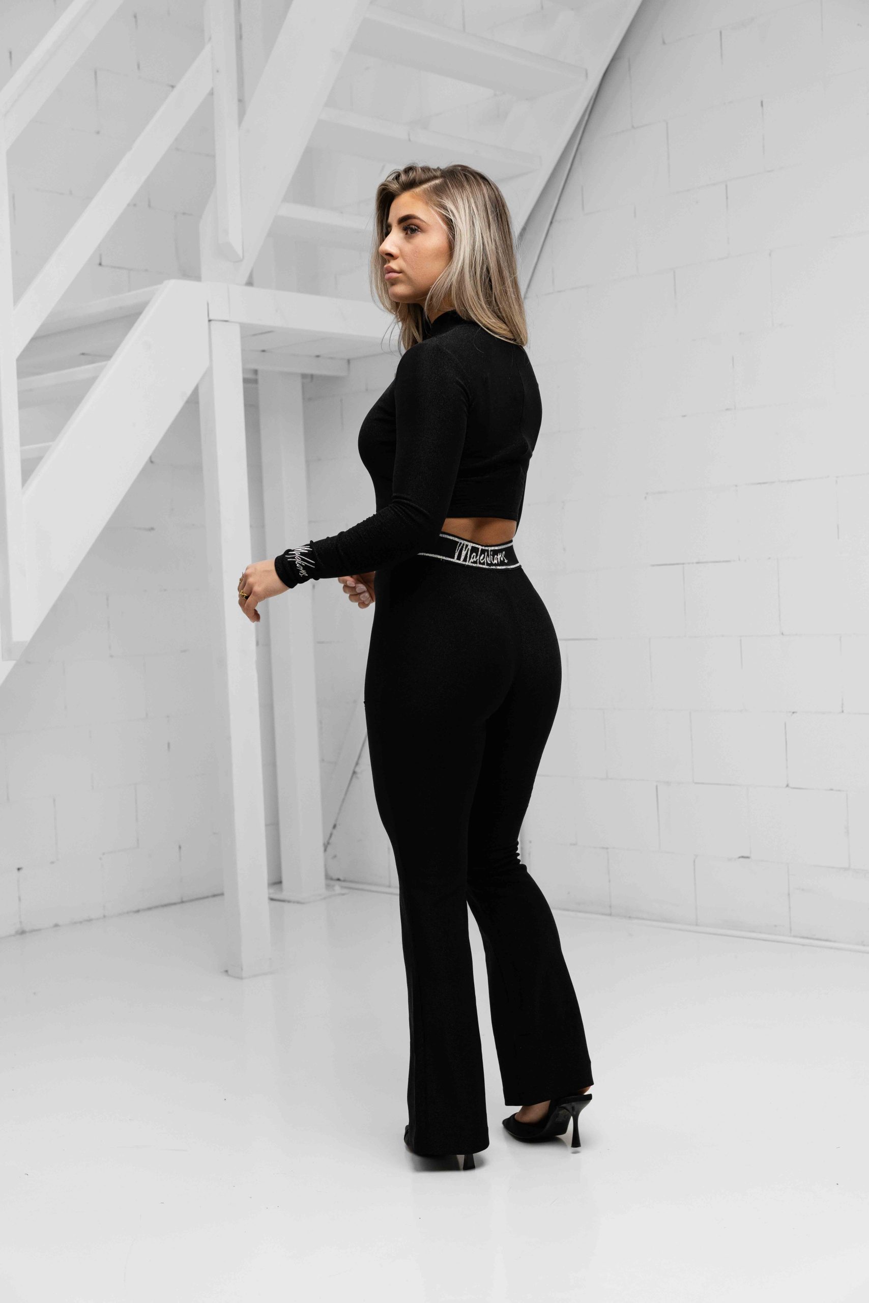 Malelions Sparkling Cut-Out Crop Top Dames Zwart