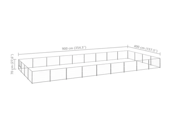 Chenil extérieur cage enclos argenté 900 x 400 x 70 cm 02_0000272
