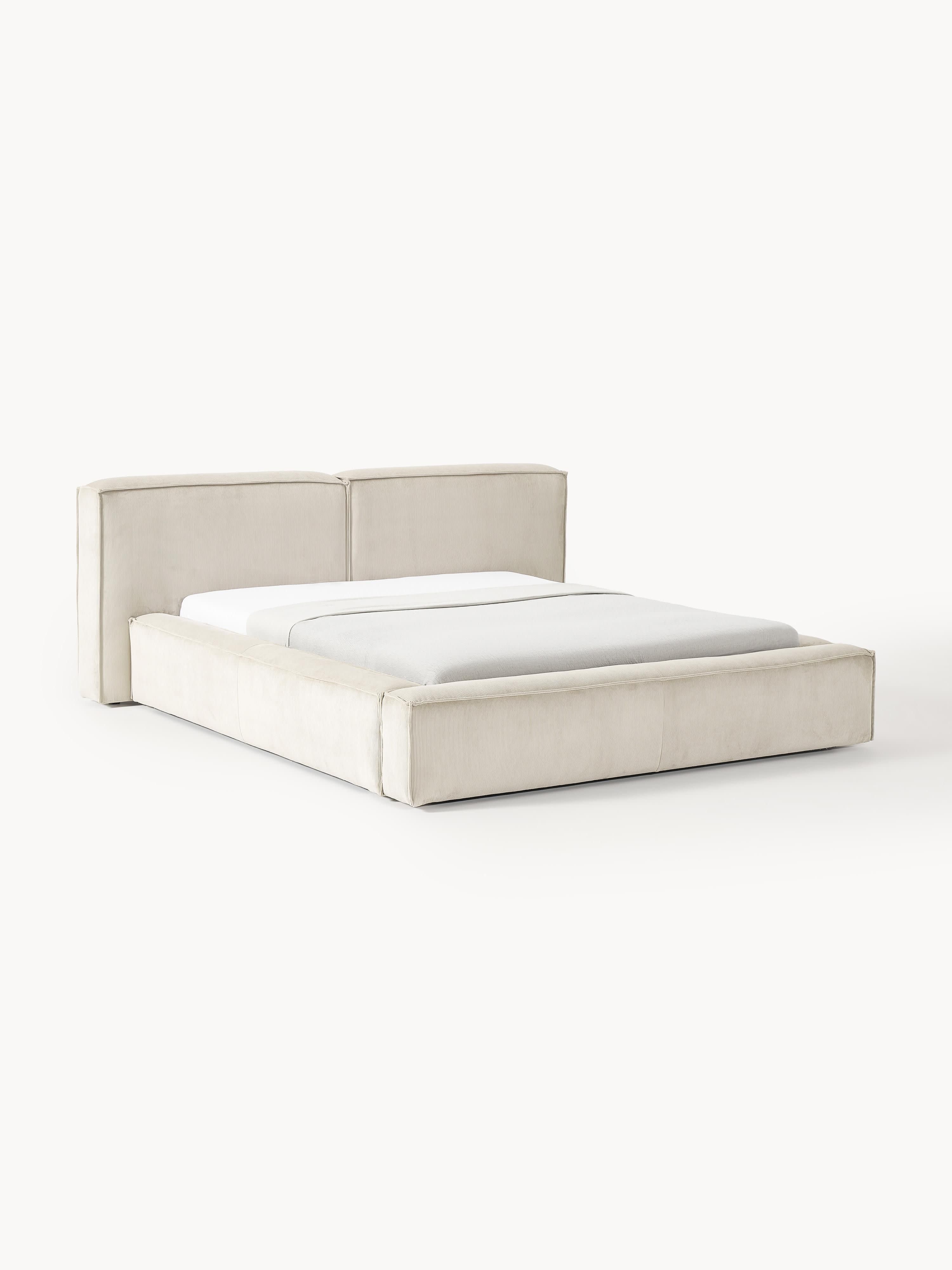 Gestoffeerd bed Lennon van corduroy met opbergfunctie