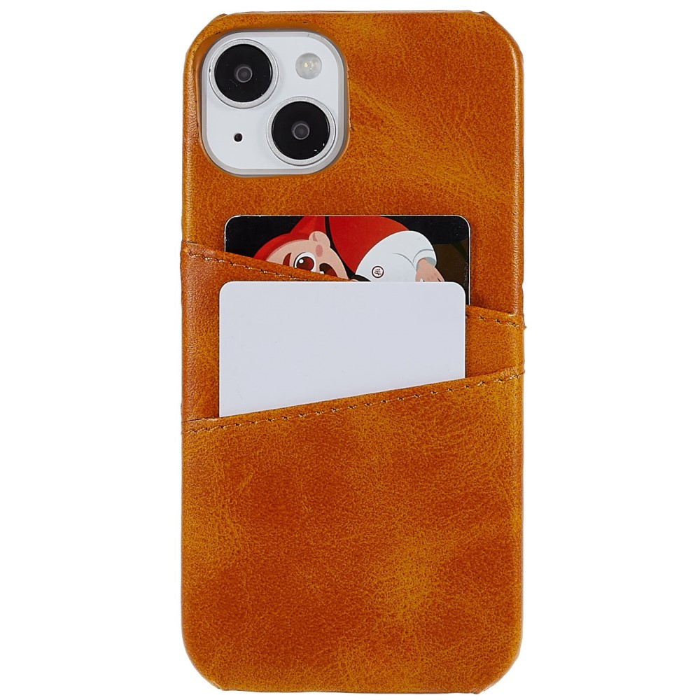 iPhone 14 Leder Hülle Snap Case   Kartenfach - Hellbraun