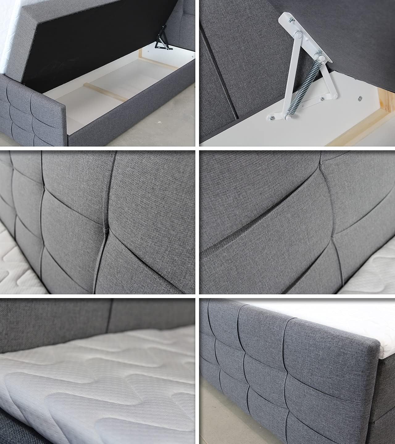 Sofnet Boxspringbett Best Lux mit Fußteil, 2 Bettkästen und Topper - Doppelbett, Bonell-Matratze, Polsterbett, Bett, Betten, Bettgestell, Schlafzimmer (Grau (Inari 91), 180 x 200 cm)