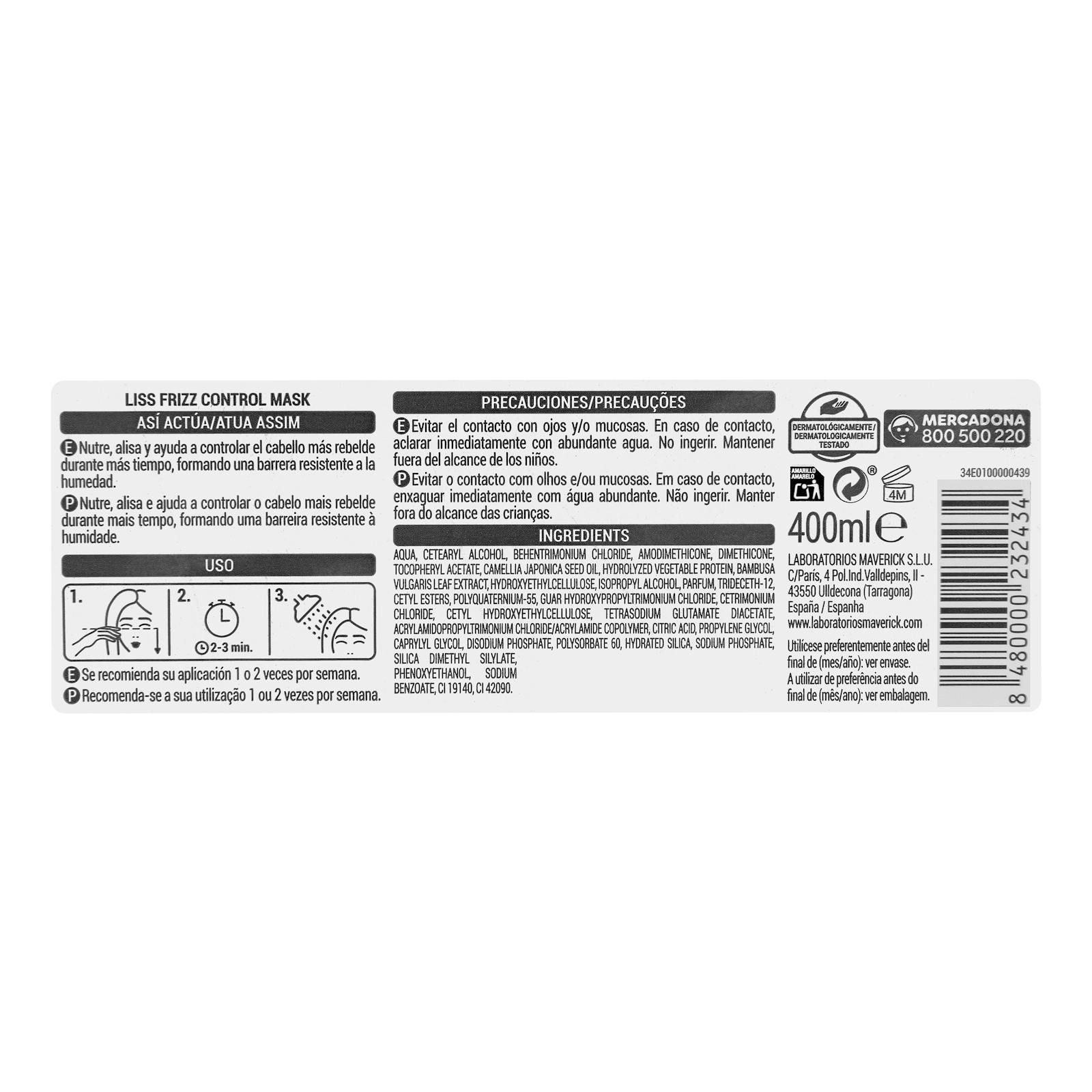 Masque anti-frisottis Deliplus Liss pour cheveux indisciplinés