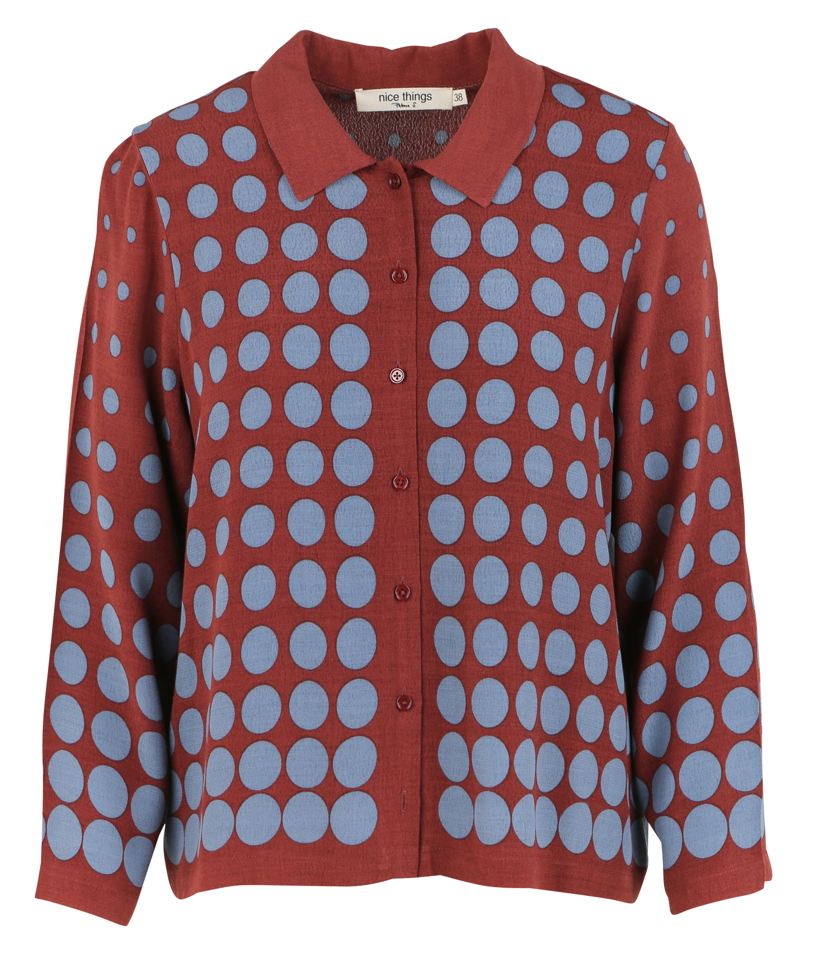 Chemise col classique imprimée en crêpe| Marron