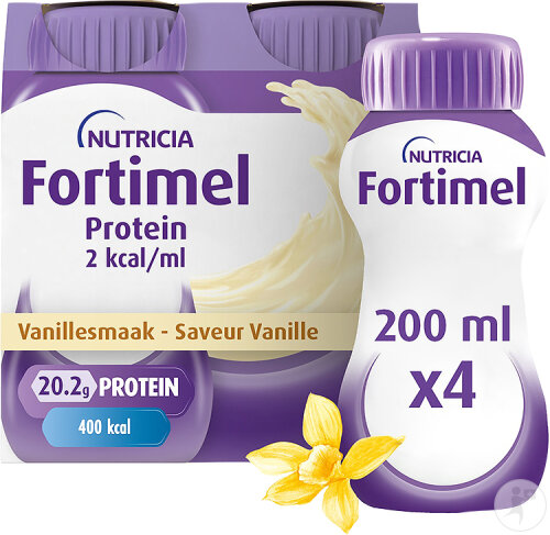 Fortimel Protein 2kcal Saveur Vanille Complément Nutritionnel Dénutrition Bouteilles 4x200ml