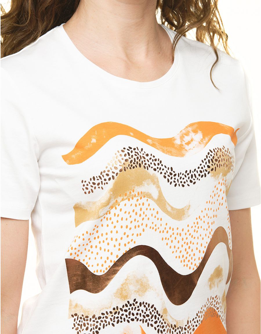 T-shirt blanc à motifs