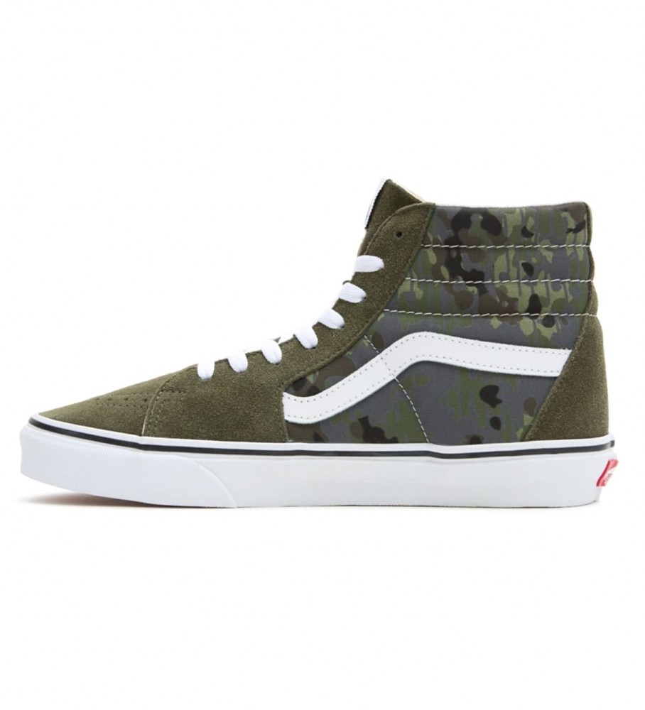 Tênis Vans de couro camuflado verde