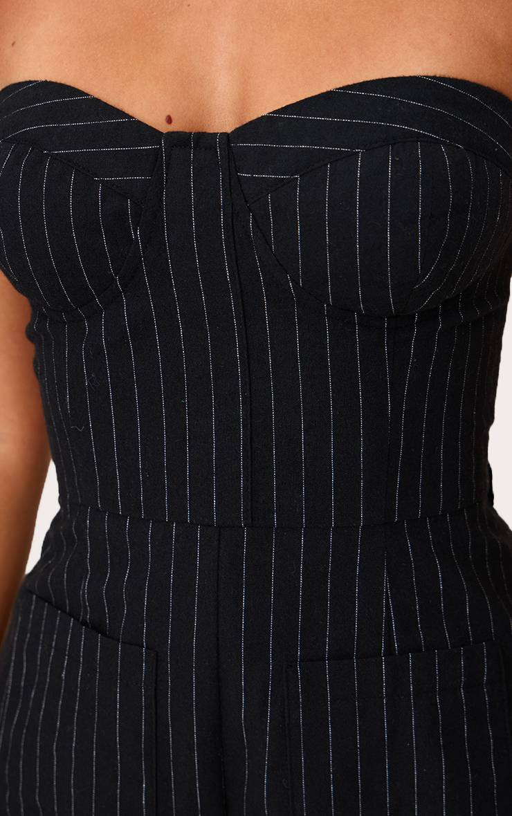 Noir Combi-short Bandeau Tissé À Fines Rayures Petite