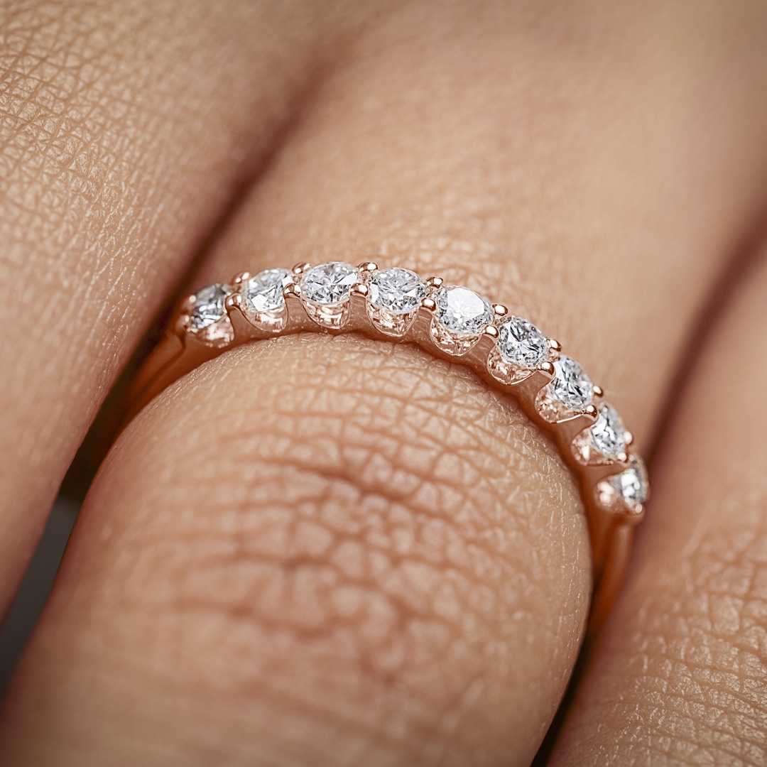 Mémoire-Ring 750/18 K Roségold mit Diamanten 0.50 ct H/si