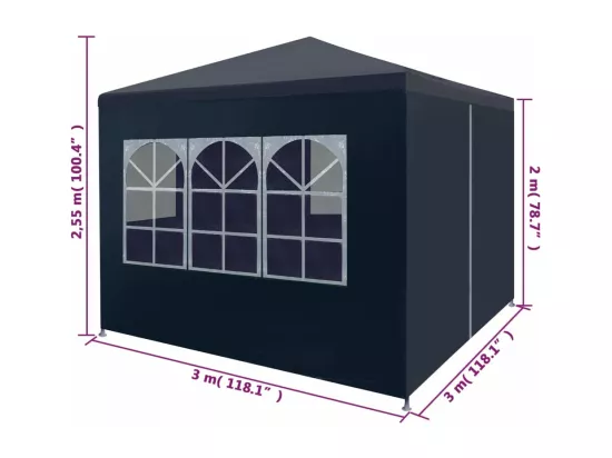 Tente de réception 3 x 3 m Bleu