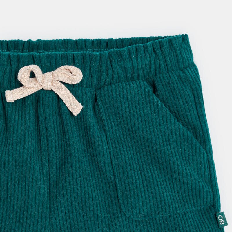Short paperbag velours côtelé vert bébé fille Vert