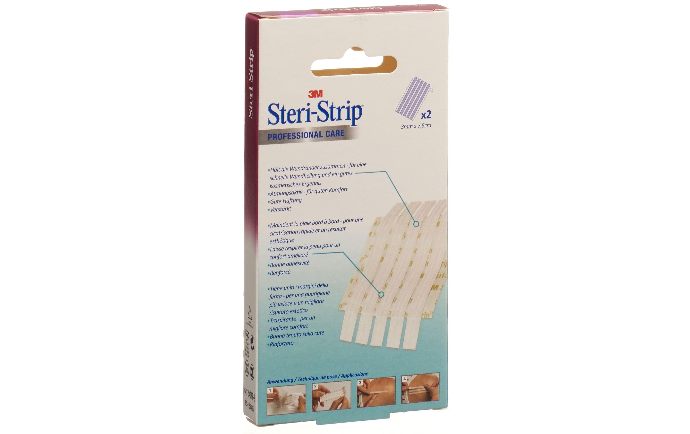 Wundverschluss-Streifen weiss verstärkt 3 x 75 mm, 10 StückWundnahtstreifen