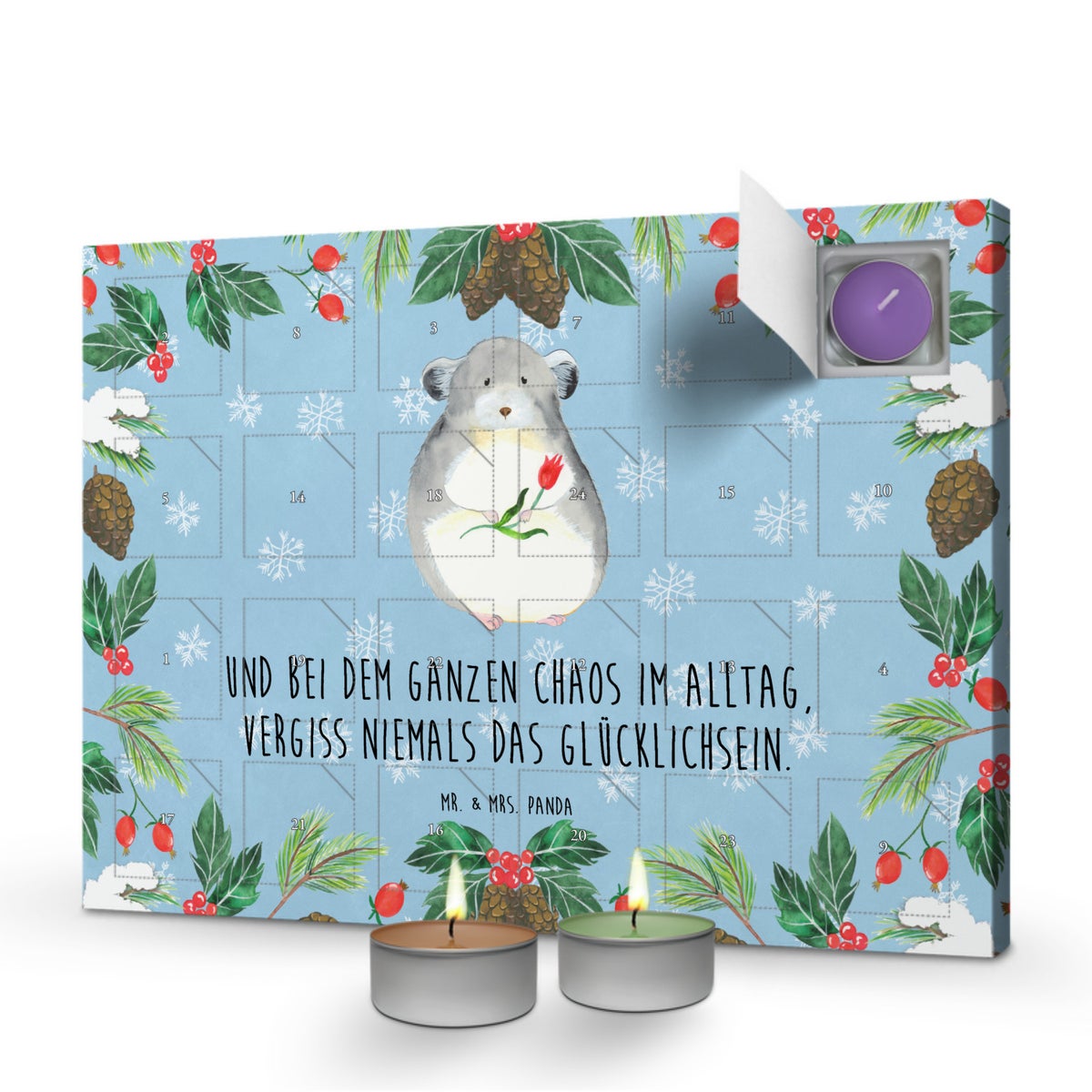 Mr. & Mrs. Panda Geurkaars Adventskalender Chinchilla Bloem - Pastelblauw