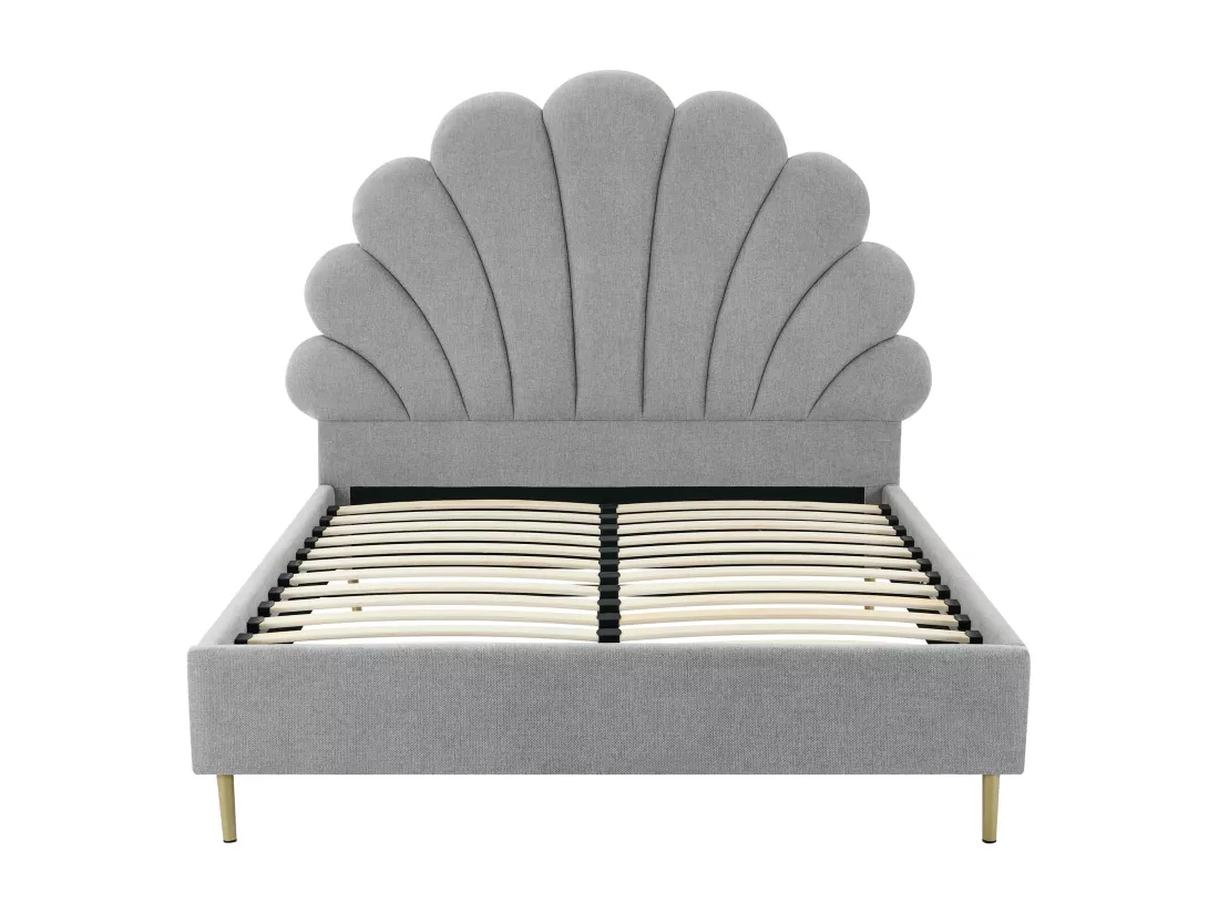 Lit coquillage 140 x 190 cm - Tissu - Gris clair - LIVAYA