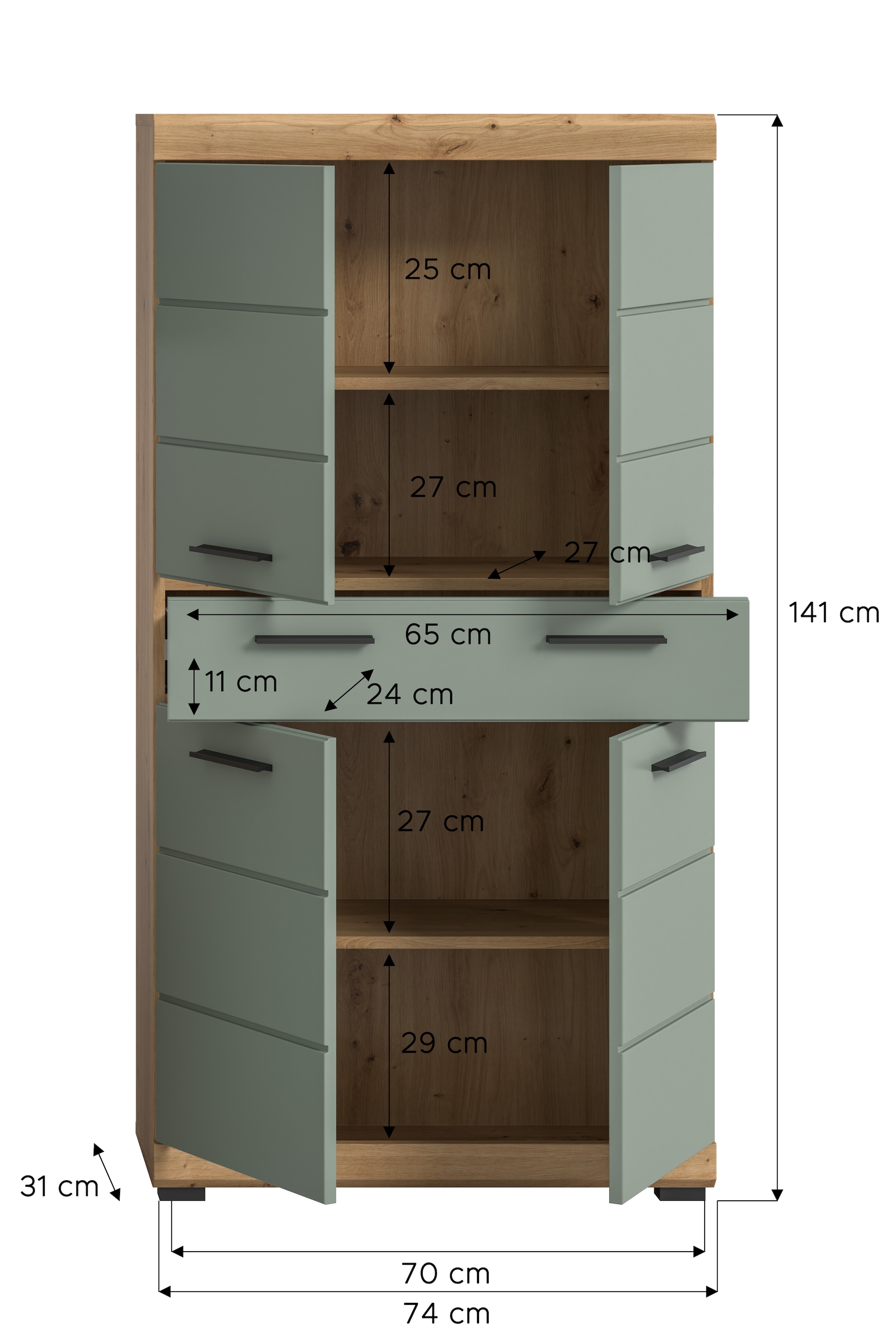 INOSIGN Midischrank »SIENA, Breite 74cm, 4 Türen, 1 Schubkasten, 4 Fächer, MDF-Front« TOPSELLER!,  in verschiedenen Farben erhältlich, Badmöbel, Badschrank, Schrank, Bad
