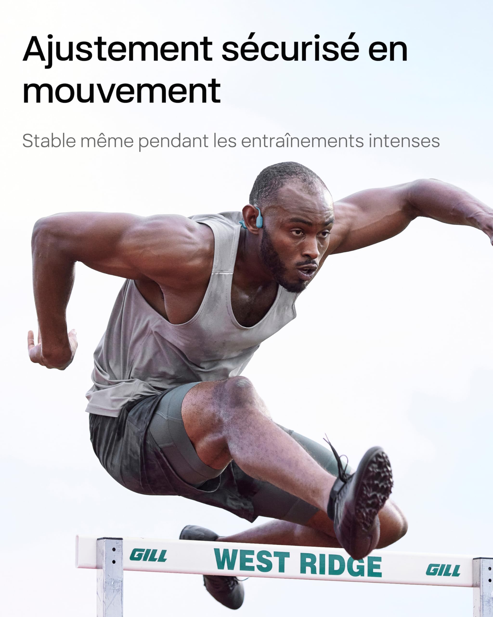 SHOKZ OpenRun Pro Casque à Conduction osseuse, écouteurs Bluetooth oreillles Libres pour Le Sport avec Micro, Casque sans Fil étanche IP55, 10H d’autonomie, Bandeau de Sport, Bleu