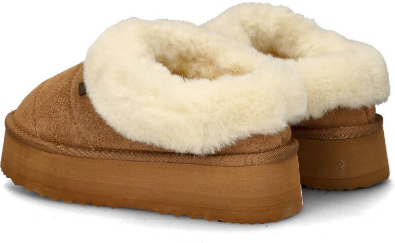 Nelson suède pantoffels cognac
