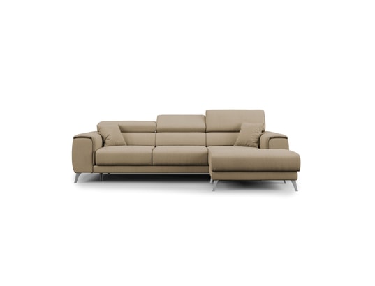 DIVANI.STORE - Canapé d'angle fusion gauche beige 4 places