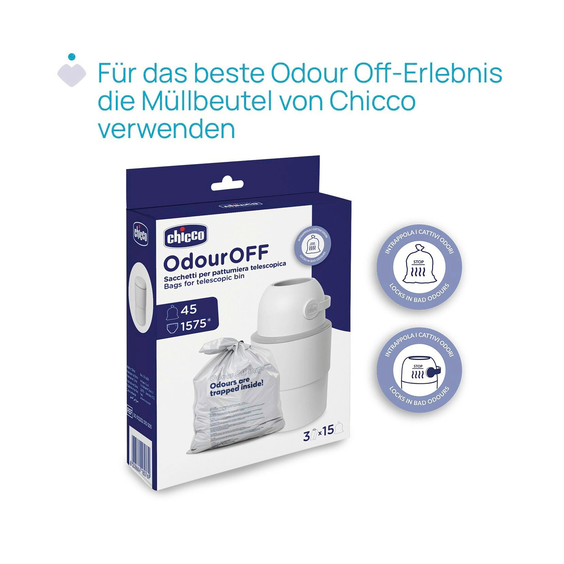 Chicco Teleskop-Windeleimer Odour Off weiß