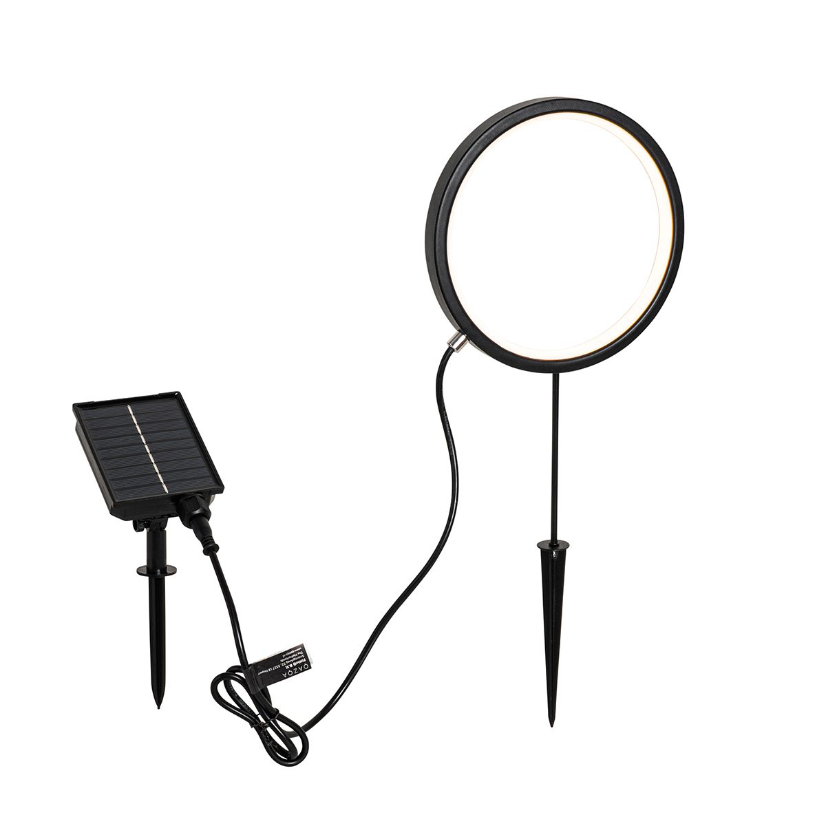 Set van 2 prikspots zwart 50cm incl. LED oplaadbaar en solar IP65 - Adalind