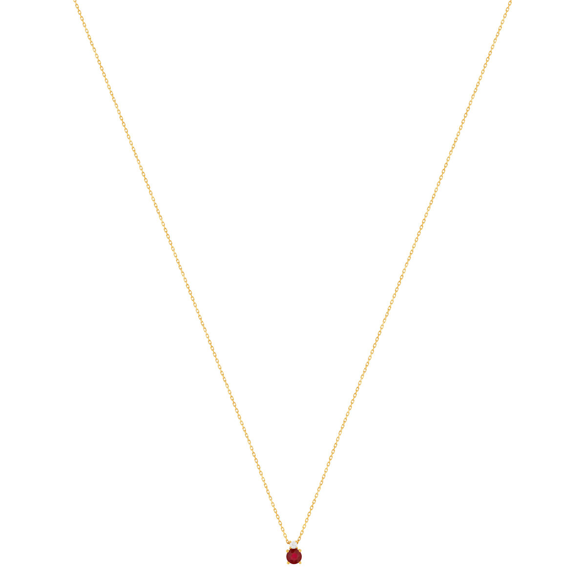 Collier or 375 jaune rubis zirconia, 45 cm