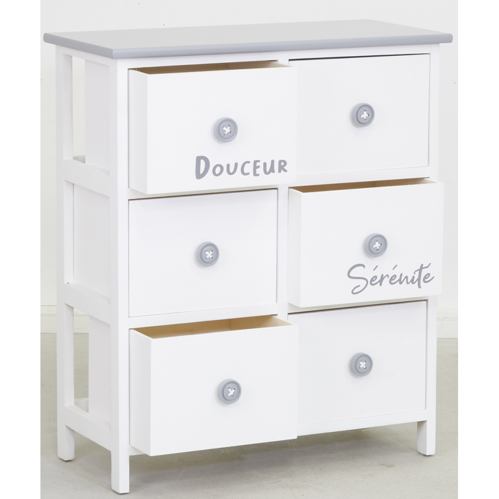 Commode/chiffonnier bois ' sérénité et douceur ' 6 tiroirs