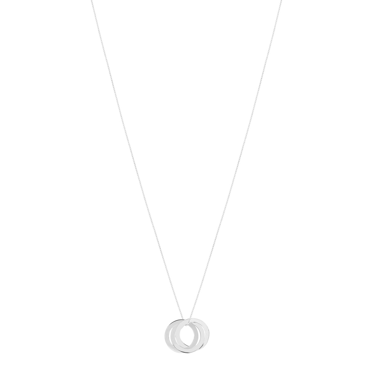 Collier argent 925 maille fantaisie anneaux entrelacés 46 cm