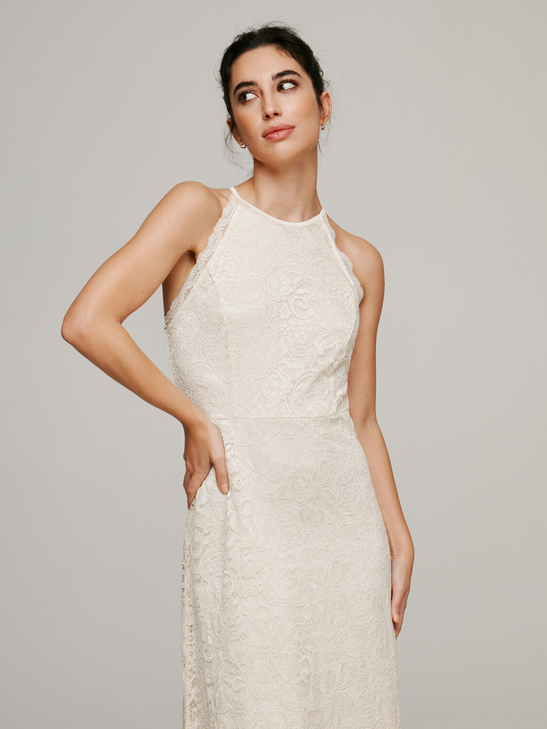 Vestido com decote halter - Cinza