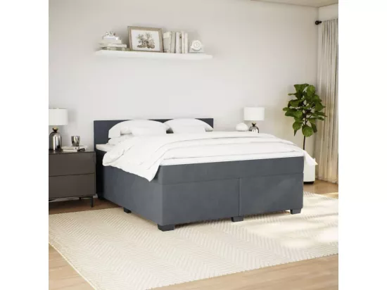 Sommier à lattes de lit et matelas Gris foncé 180x200cm Velours