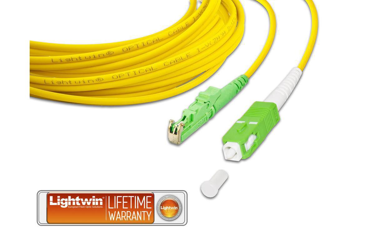 LWL-Patchkabel SM E2000/APC – SC/APC, OS2, Simplex, 1 mSinglemode E2000/APC-SC/APC Simplex OS2 1 m