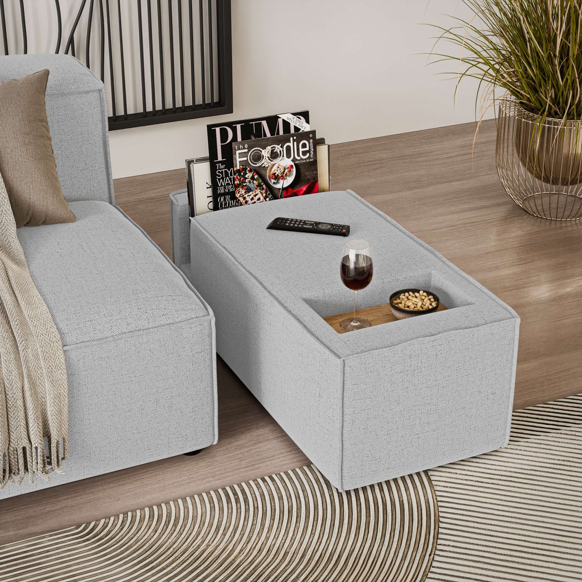 GOODproduct Sofaelement »HAILY Tisch XL für das Modulsofa, extra tief, Masse B/T/H: 45/130/37 cm« als Modul oder separat verwendbar, mit Steckfach und Ablagefläche