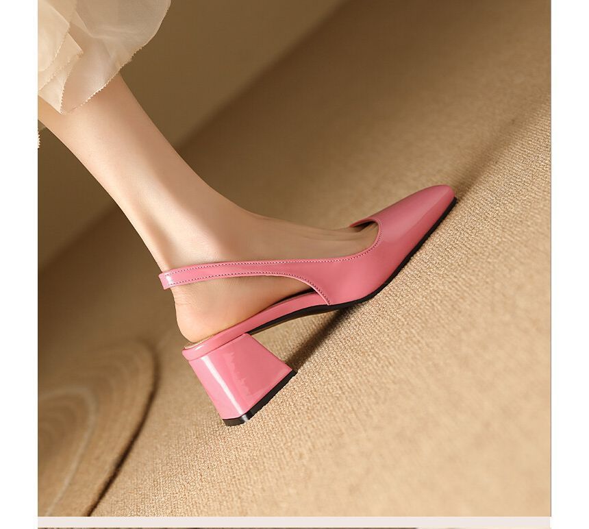 Niuna - Slingback muiltjes met vierkante neus en blokhak