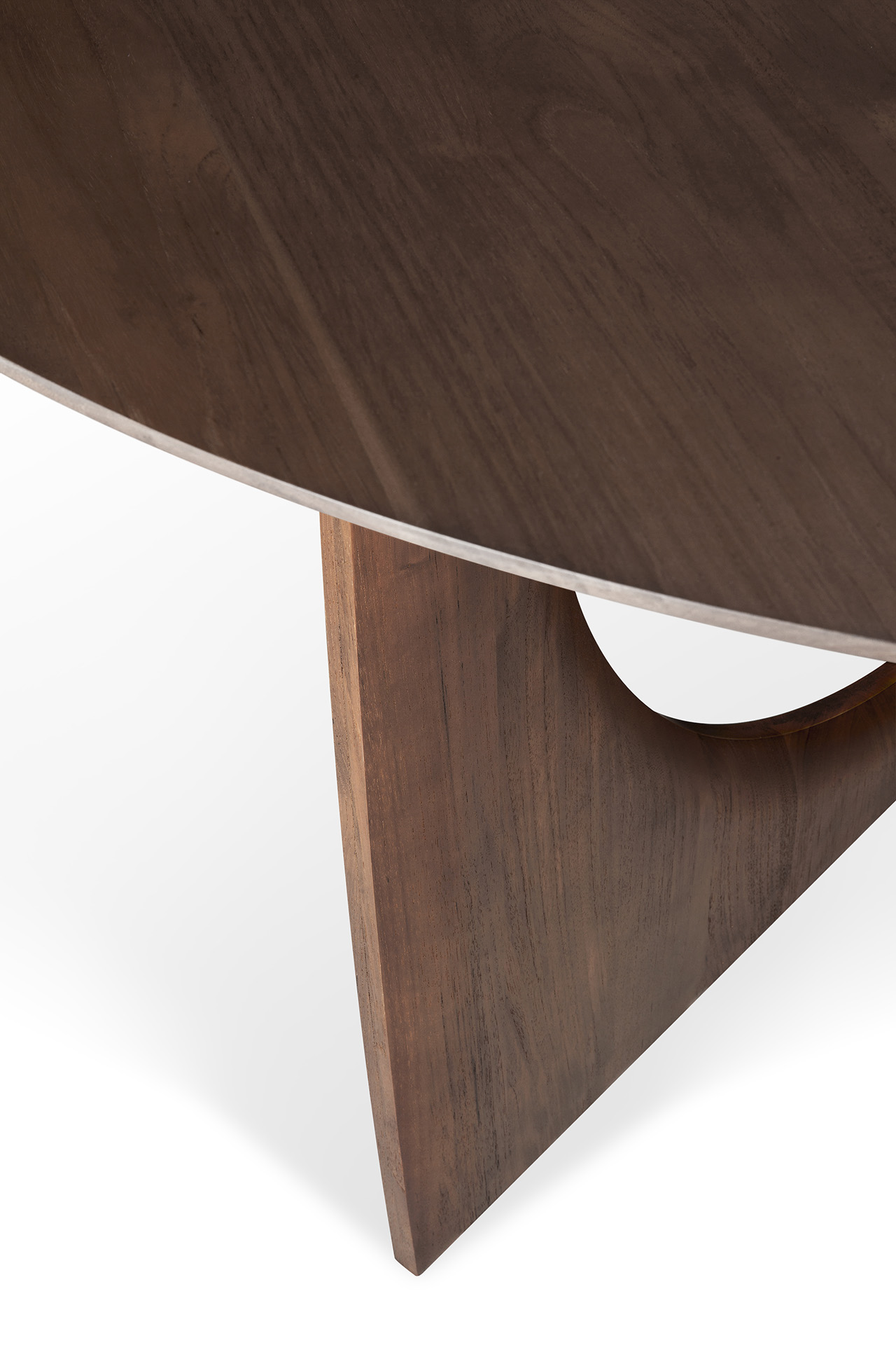 Geometric eettafel rond - teak bruin - 150