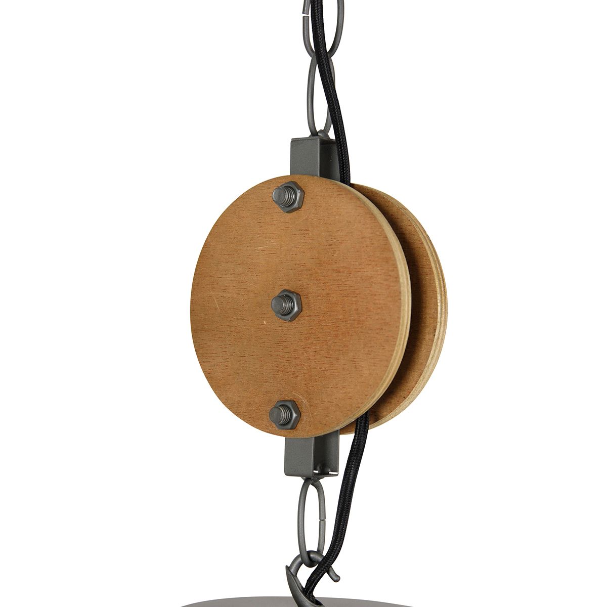 Industriële hanglamp donkergrijs met hout 47 cm - Arthur