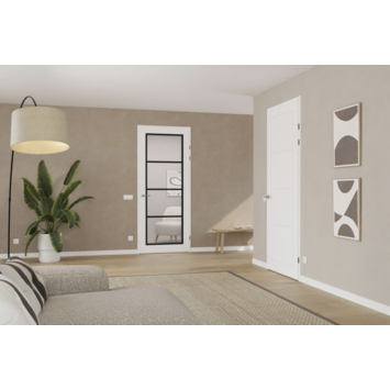Arne & Bodil binnendeur ABB103 blank glas - wit afgelakt - glaslat diep zwart