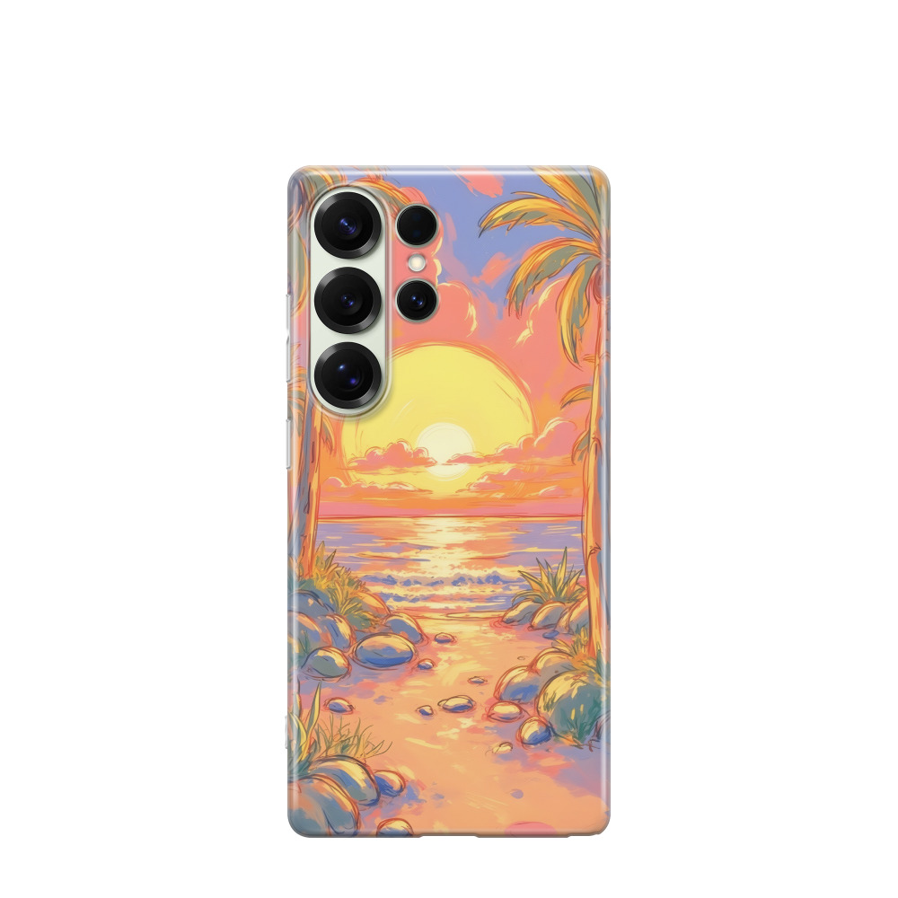 Samsung Galaxy S25 Ultra Gummi Hülle Aquarell Sommer 1 - Orange