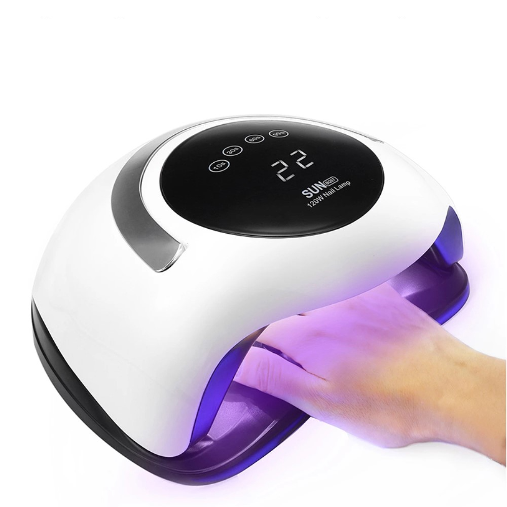 (120W) LED UV Nagellampe Nageltrockner Lichthärtungsgerät mit LED Display und Timer - Weiss / Schwarz