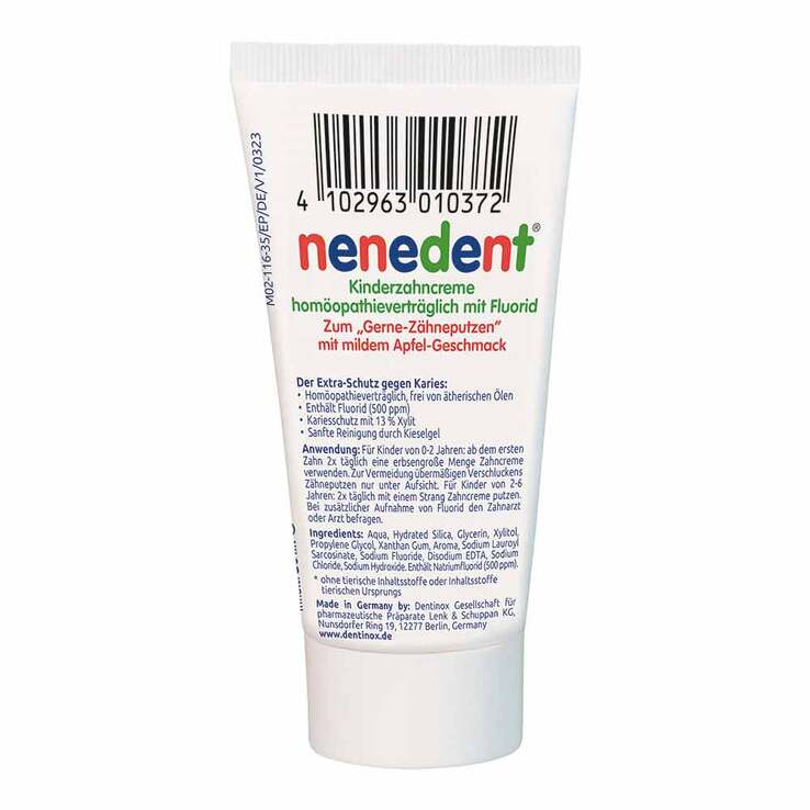Nenedent Kinderzahncreme homöopathieverträglich mit Fluorid, 50 ml