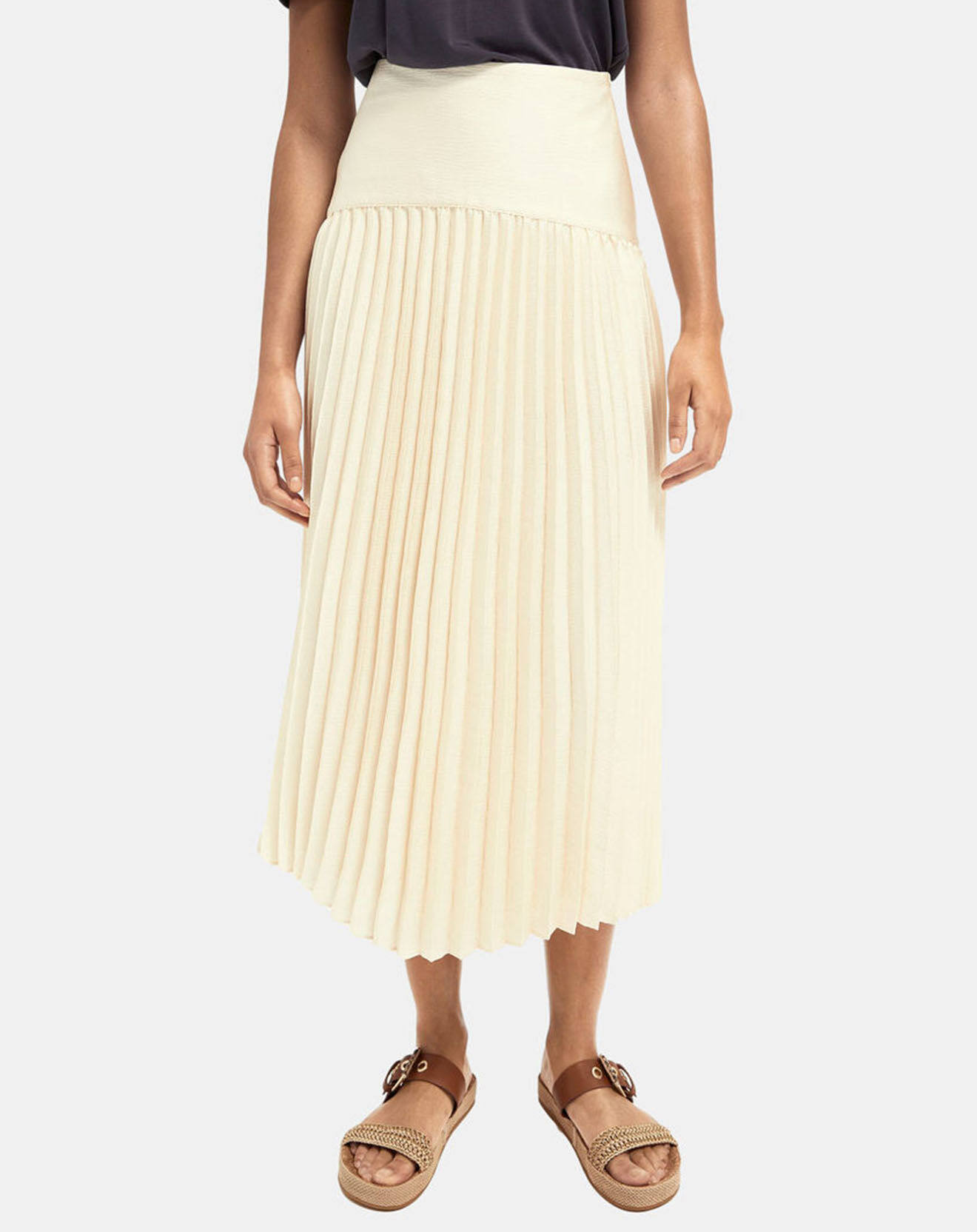 Scotch & Soda Jupe plissée & satinée écrue