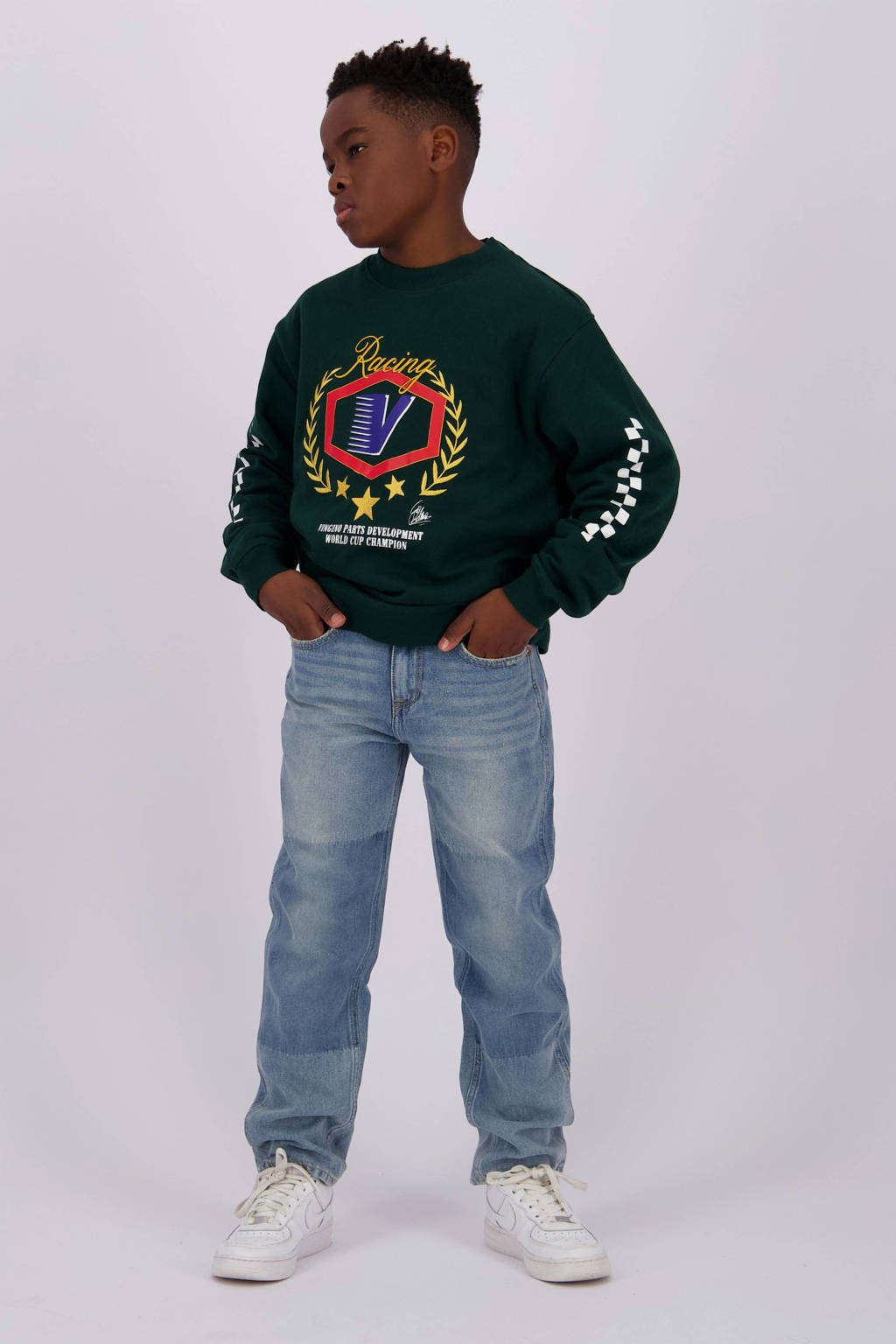 Vingino sweater Narin met printopdruk donkergroen