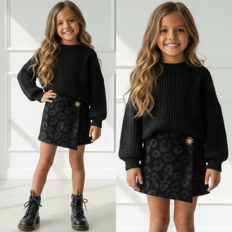 Leopard Chic Skort - zwart