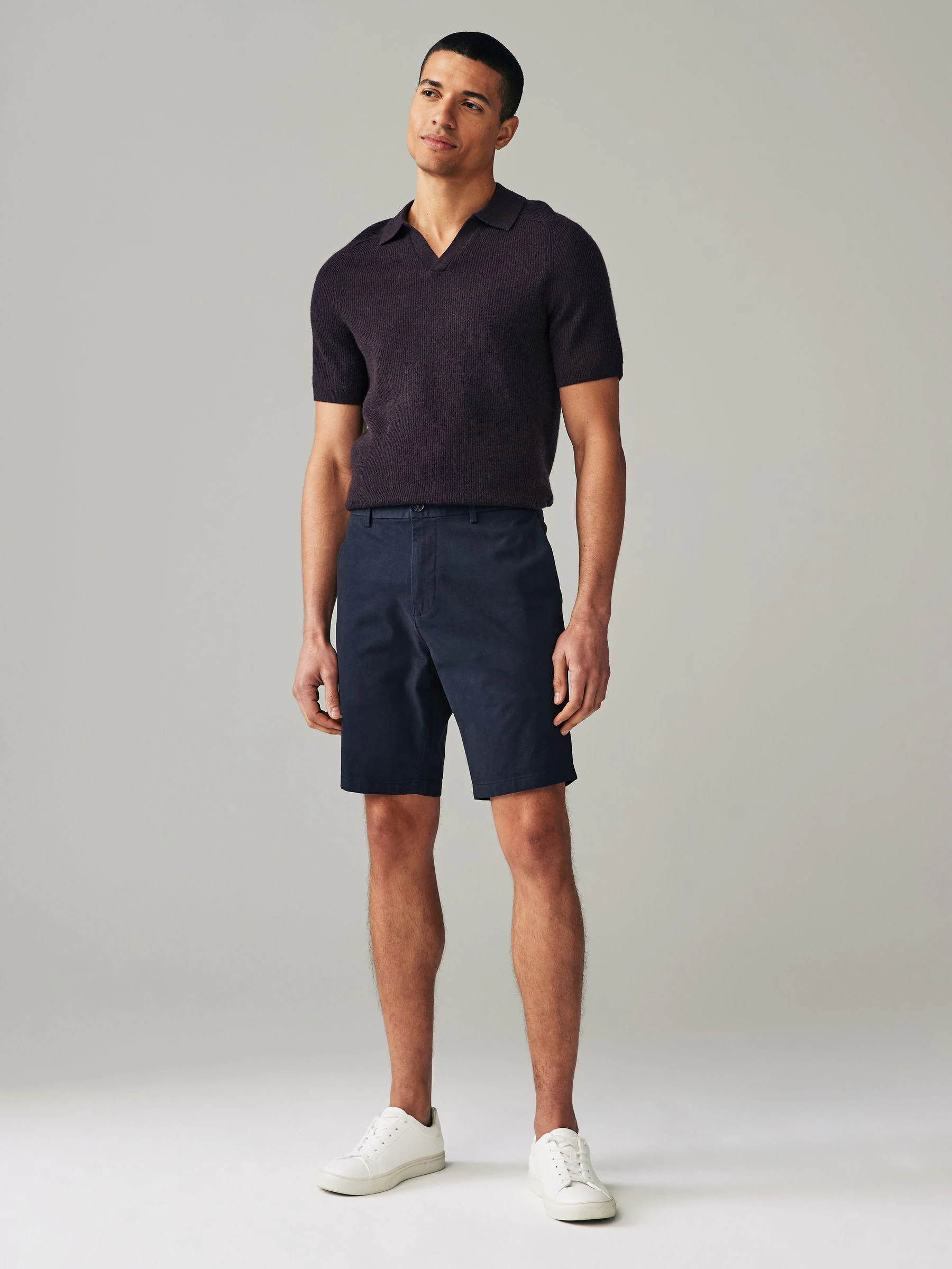 Marineblauw/antraciet - Strakke Pasvorm - Set van 2 chinoshorts met stretch