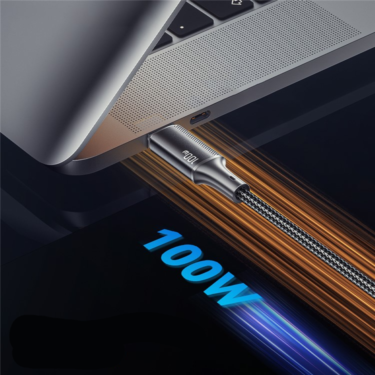 (25cm) 100W USB C auf USB C Ladekabel Nylon Datenkabel - Schwarz