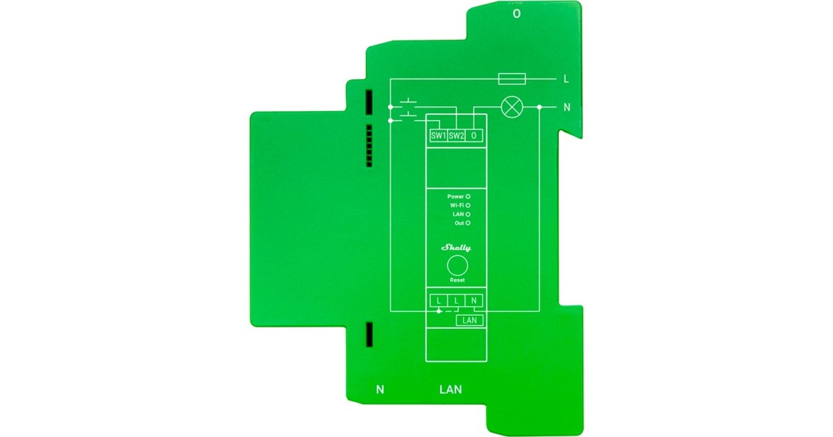ShellyPro Dimmer 1PM relais  (Groen, 1-kanaals, Wifi, LAN, Bluetooth)