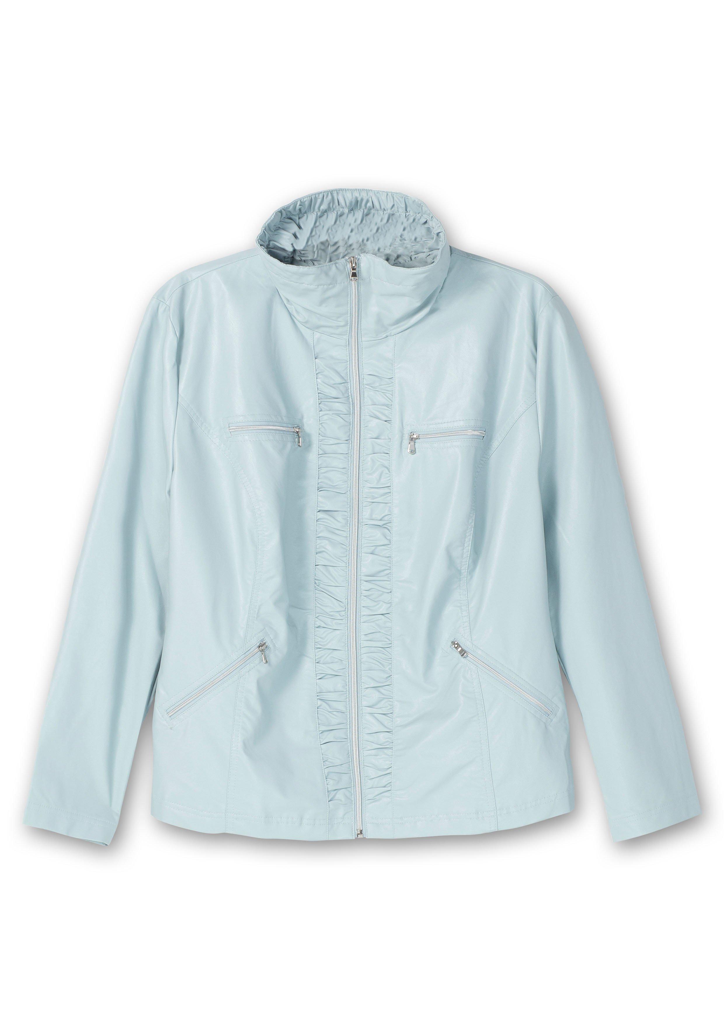Jacke in Lederoptik, mit gerafften Details