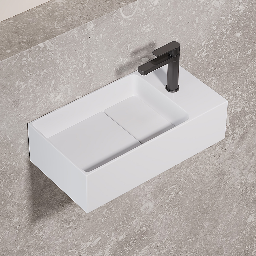Saniclear Itsie fontein mat wit met kraangat rechts 39x22x10cm