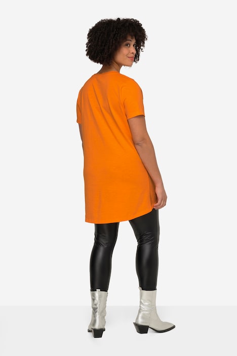 T-Shirt, länger geschnitten, Schrift-Motiv, Rundhals, Halbarm