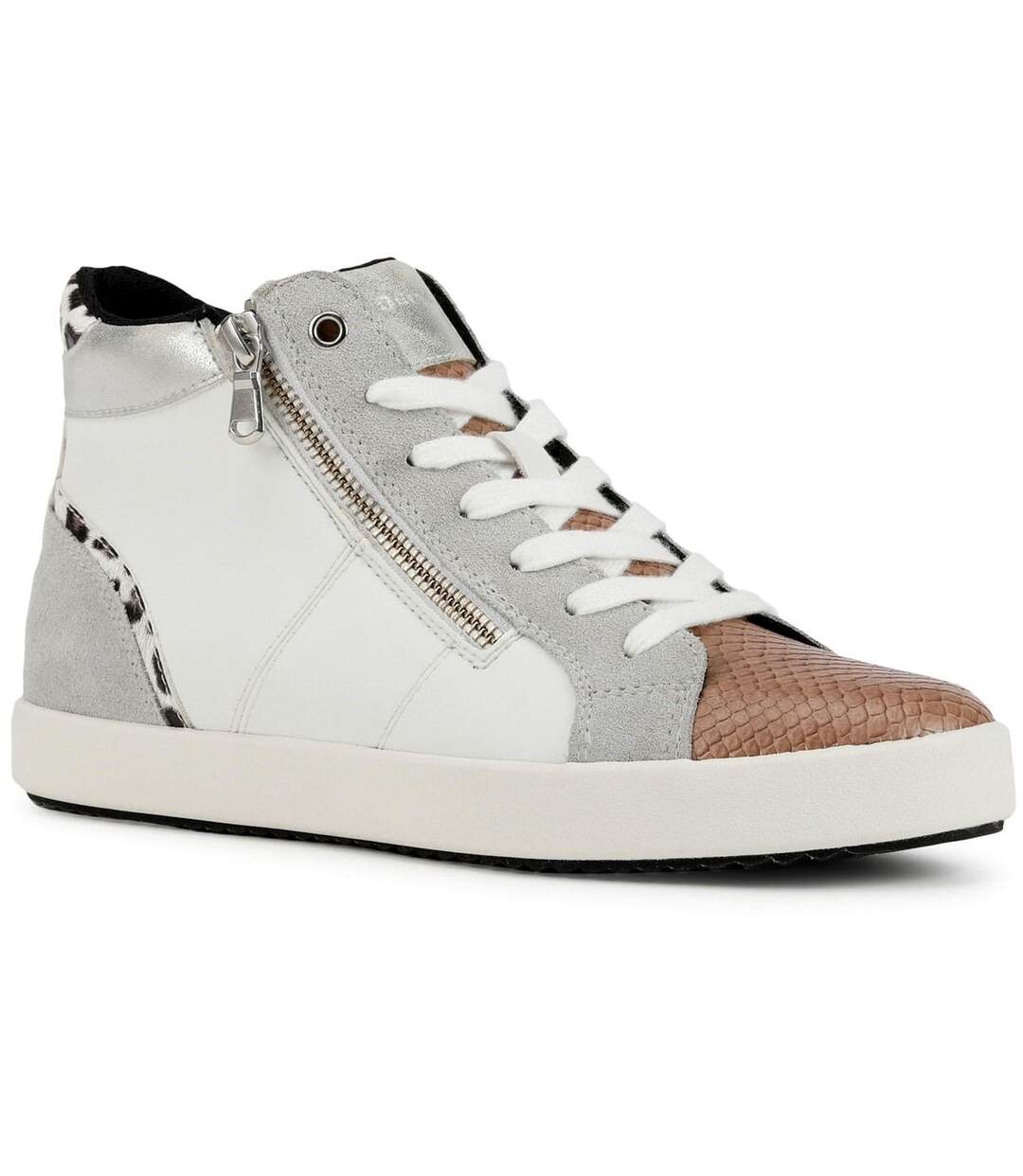 Geox - Baskets D BLOMIEE B - Femme (Blanc / Gris clair) - UTFS9198